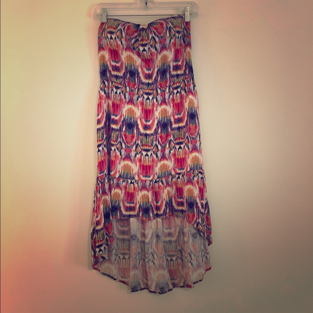BB Dakota Strapless high-low ikat dress perfect for summer!
